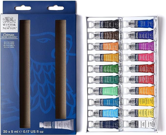 Winsor & Newton Cotman Watercolour-20 X 5ml Tube Set, 12 Count (Pack of 1), Mulitcoloured | Amazon (US)