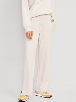 High-Waisted Dynamic Fleece Wide-Leg Trouser Pants for Women | Old Navy (US)