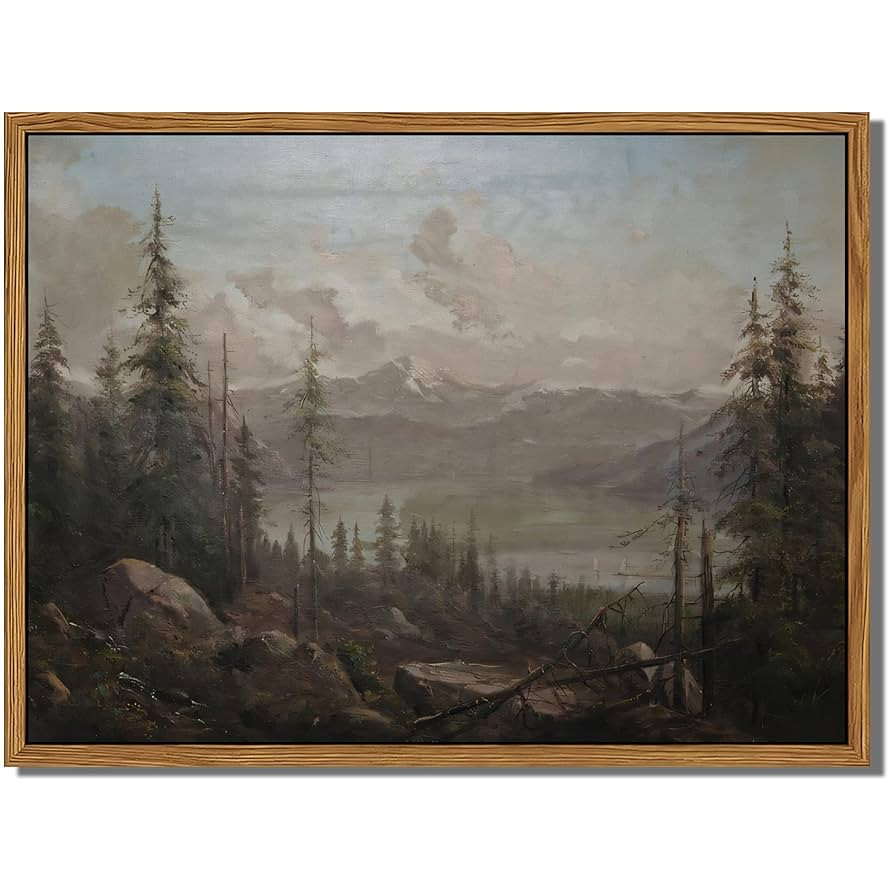 Floating Framed Canvas Wall Art - Majestic Mountain Forest Landscape Wall Decor - Natural Scenery... | Amazon (US)