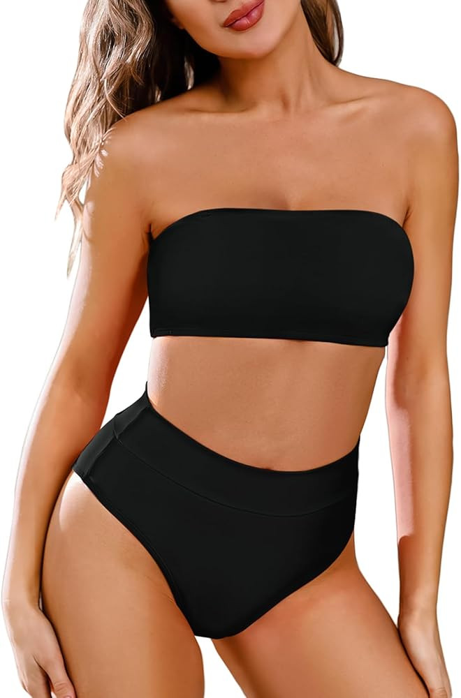 Pink Queen Women's Removable Strap Wrap Pad Cheeky High Waist Bikini Set Swimsuit | Amazon (US)