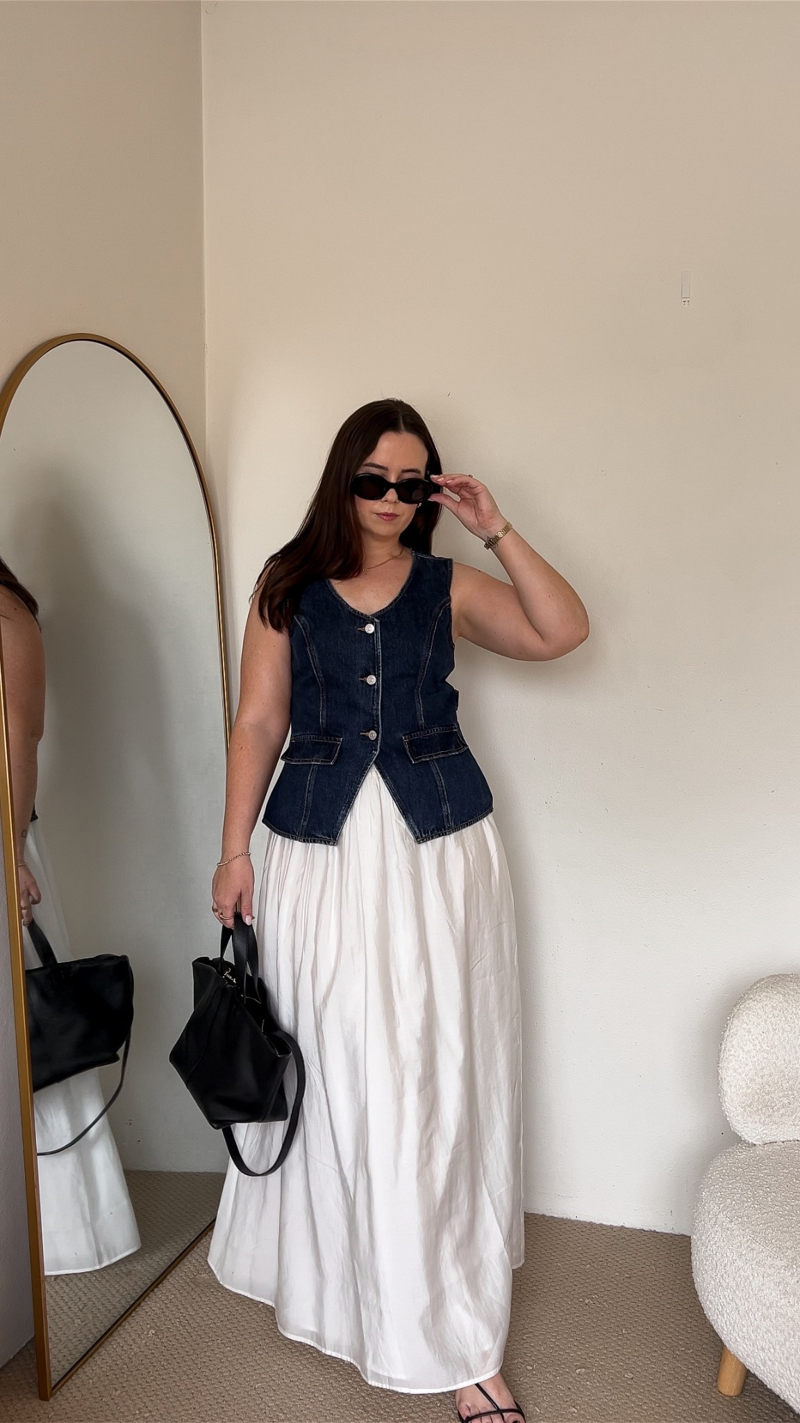 Atmos&Here denim vest: size 14
Atmos&Here white maxi skirt: size 12
Commonry bag
Celine sunglasses 

#LTKmidsize #LTKaustralia #LTKsummer