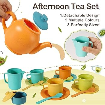 BUYGER Kids Pretend Play Kitchen Toy Accessories Tea Party Set for Little Girls Kids Toddler Cook... | Amazon (US)