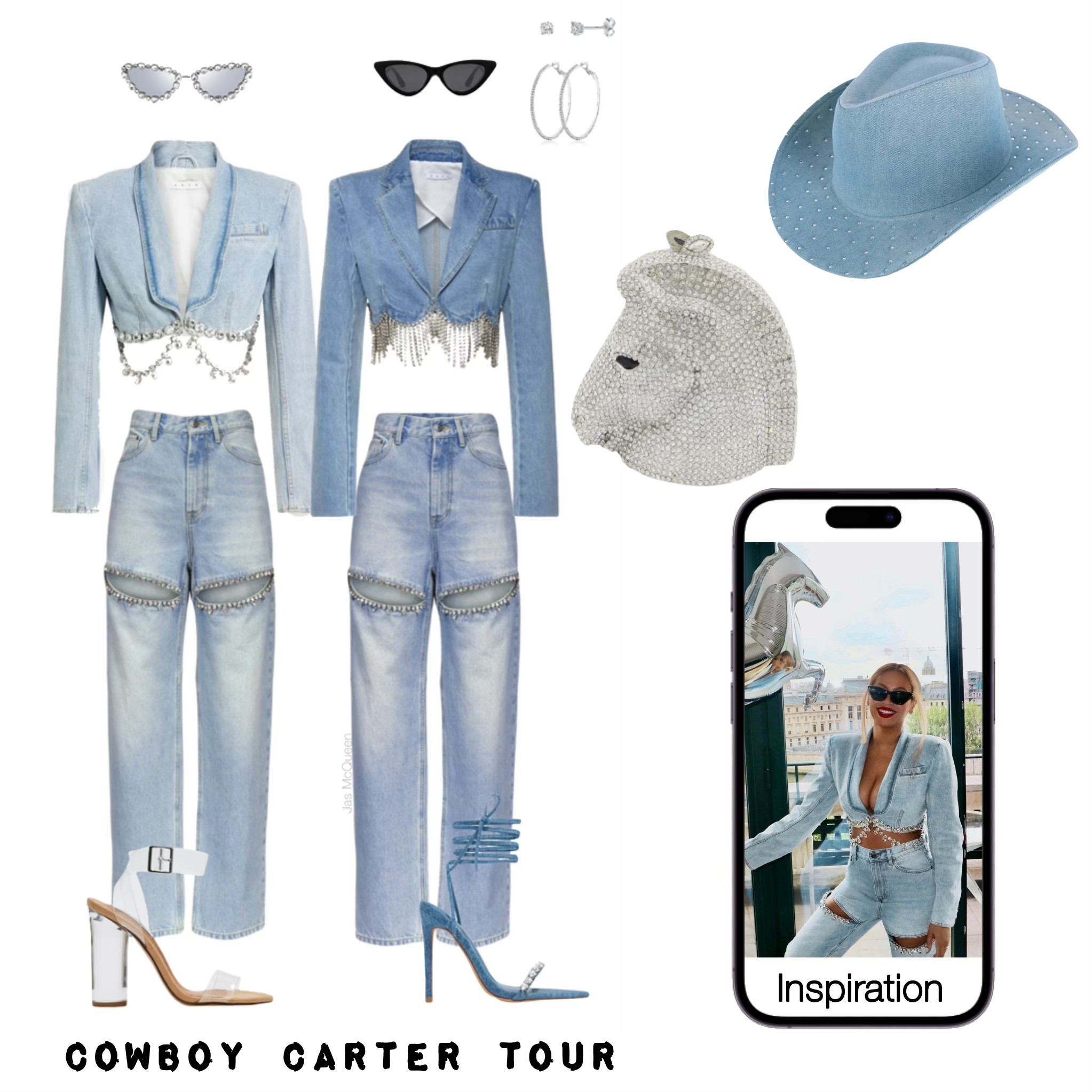 Cowboy Couture - Bedazzled Crop Denim Blazer Jacket with Rhinestone Slit Jeans! Diamond Horse Purse 

#LTKStyleTip #LTKShoeCrush

#LTKStyleTip #LTKItBag #LTKFestival