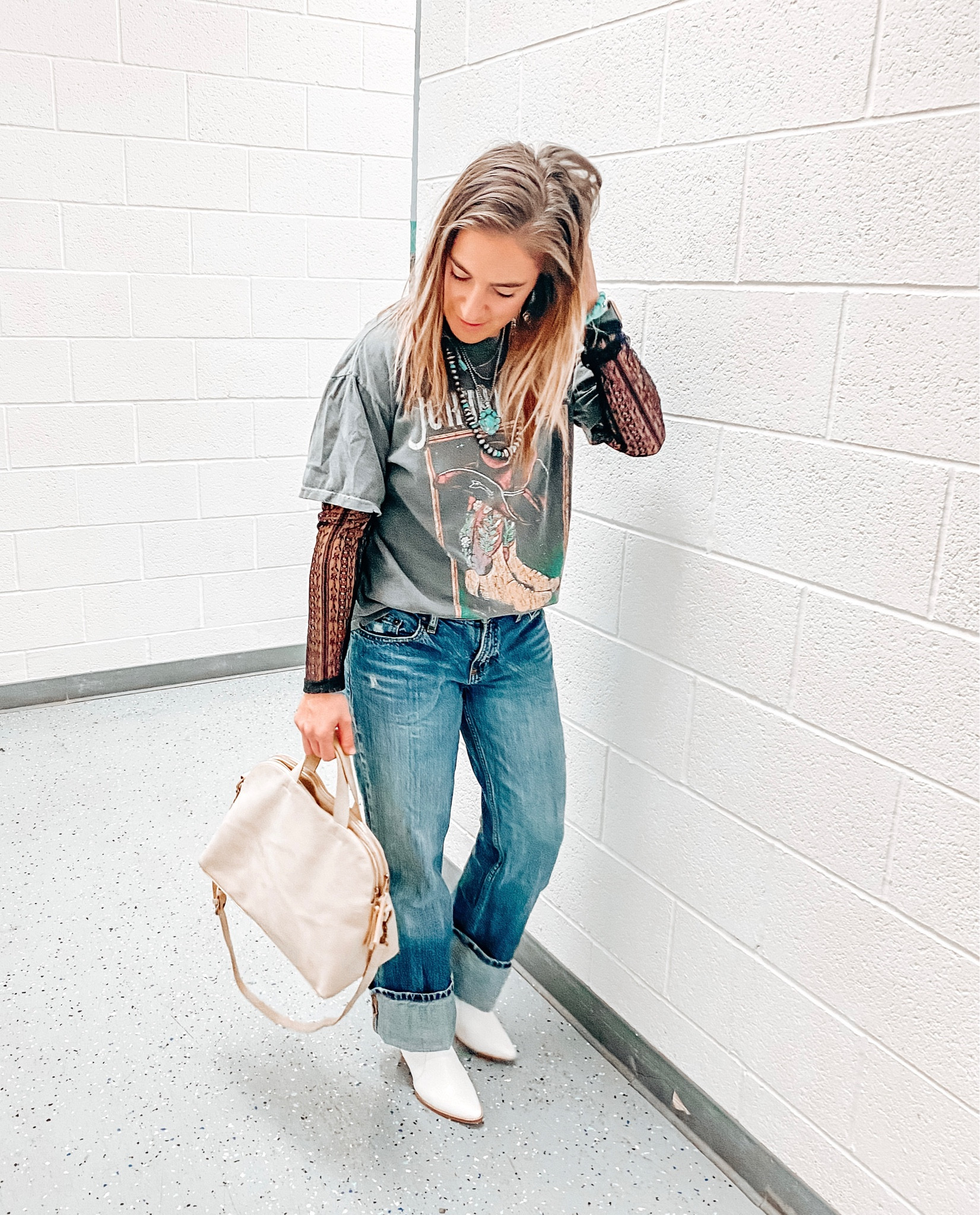 Rodeo outfit 
Western outfit 
Women’s western wear 
Women’s fashion
Graphic tee
White boots

#LTKFind #LTKshoecrush #LTKstyletip