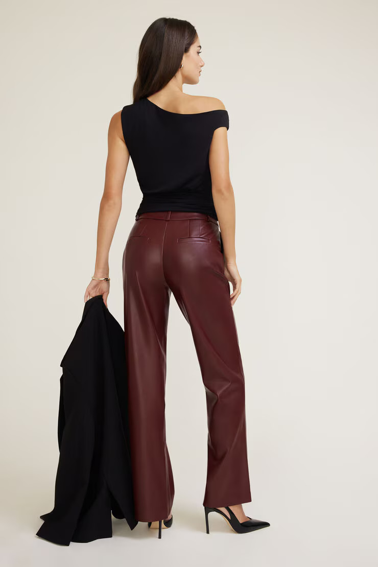 Camelia Straight Leg Faux Leather Pants | Dynamite Clothing