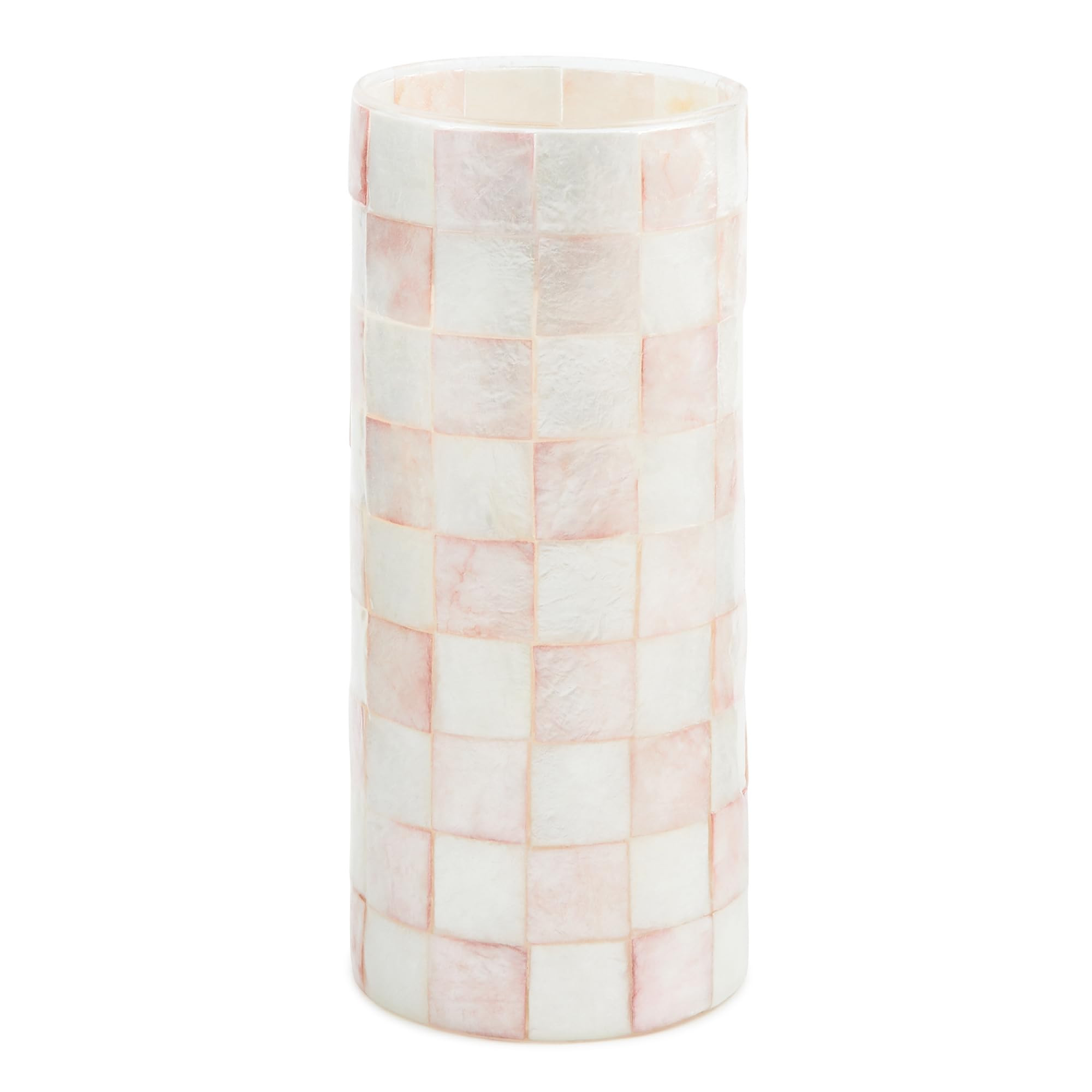 MACKENZIE-CHILDS Capiz Small Vase, Unique Flower-Vase Decor, Black-and-White Courtly Check | Amazon (US)