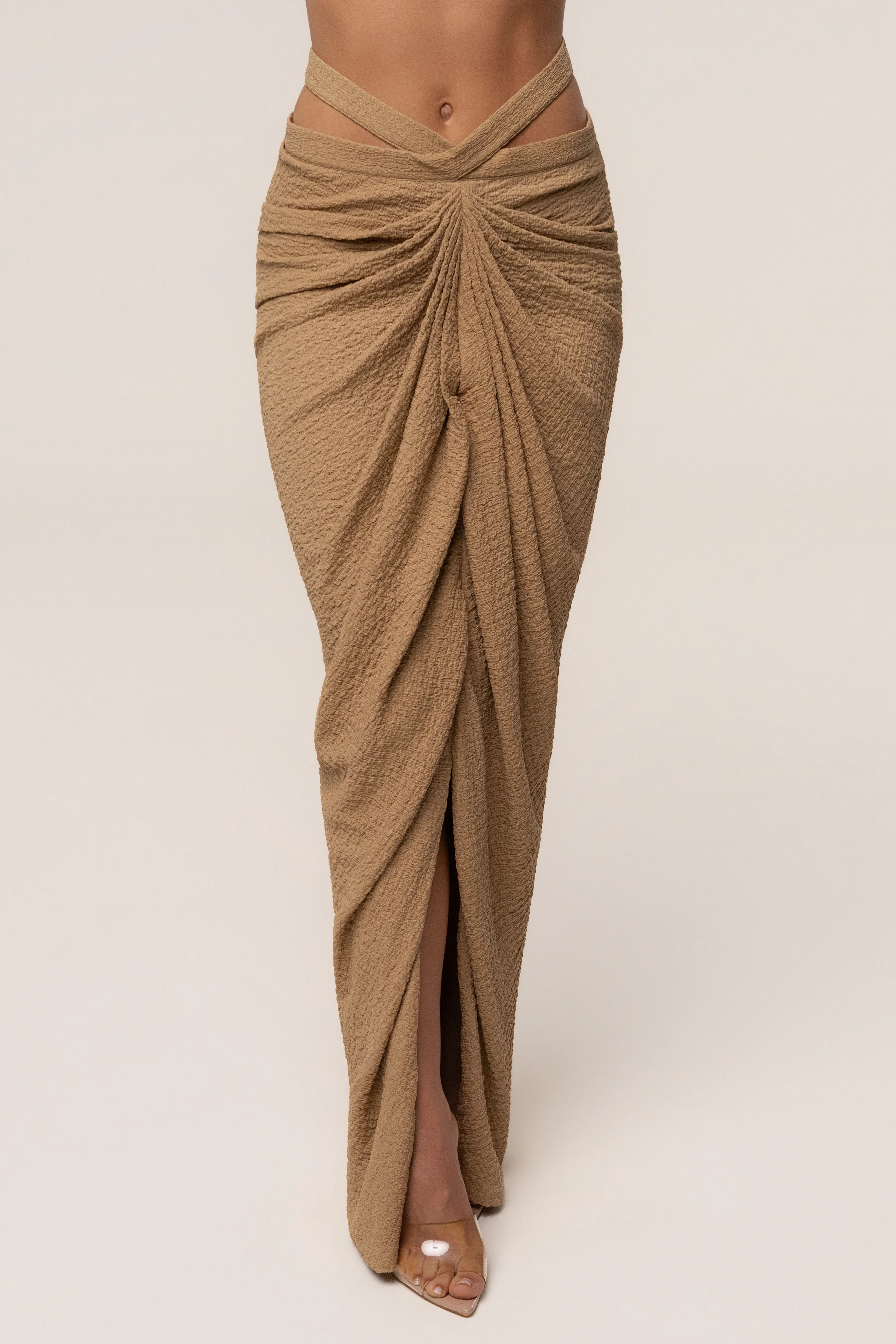 Beige Cabana Slit Maxi Skirt | JLUXLABEL US