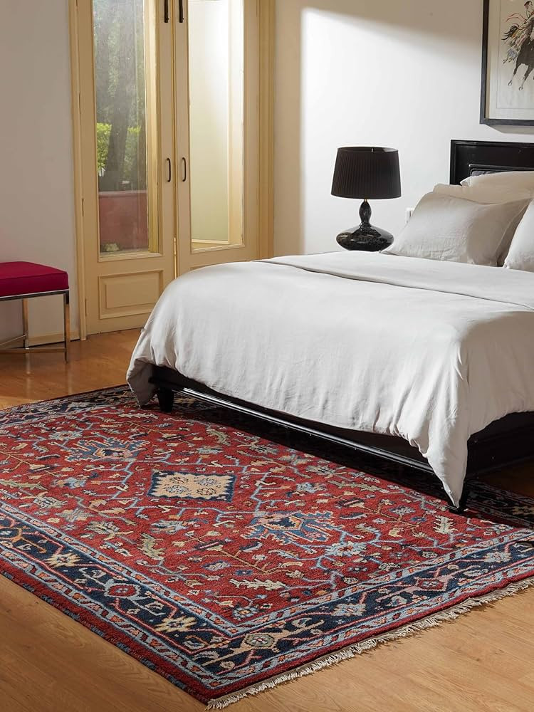 Amazon.com: Hand Knotted Wool & Silk ECO-Friendly Oriental Area Rugs - 6'x9', Rectangle Shape, Re... | Amazon (US)