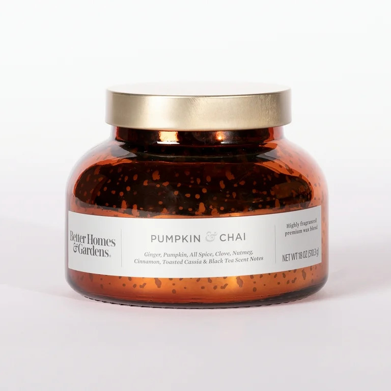 Better Homes & Gardens 18oz Pumpkin & Chai Scented Mercury 2-Wick Jar Candle - Walmart.com | Walmart (US)
