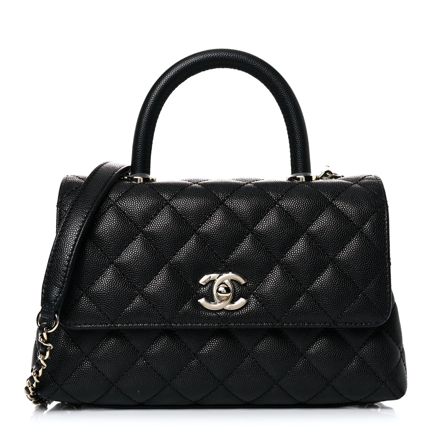 CHANEL Caviar Quilted Mini Coco Handle Flap Black | FASHIONPHILE (US)