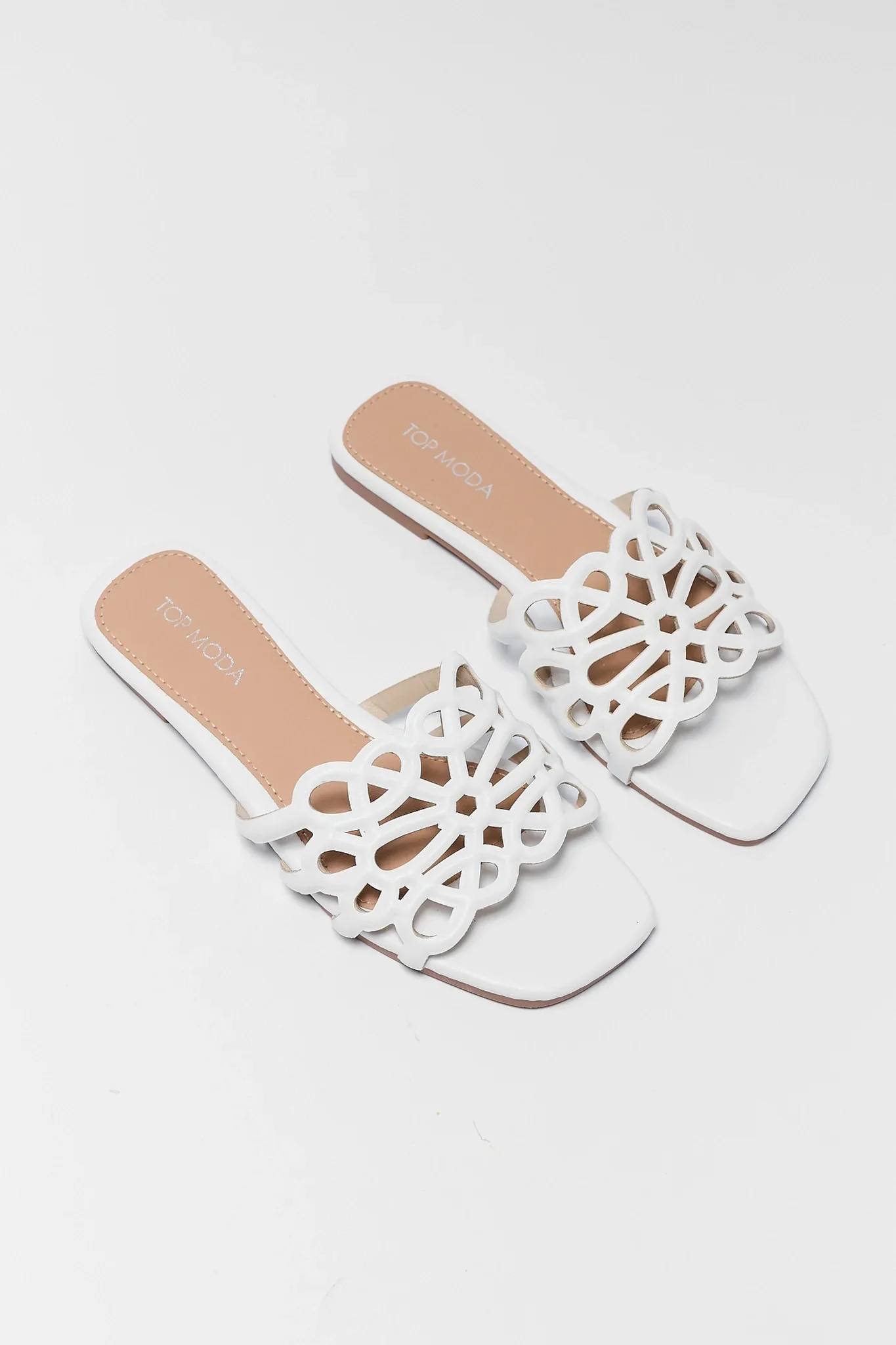 Mindy White Cutout Floral Sandal | Avara