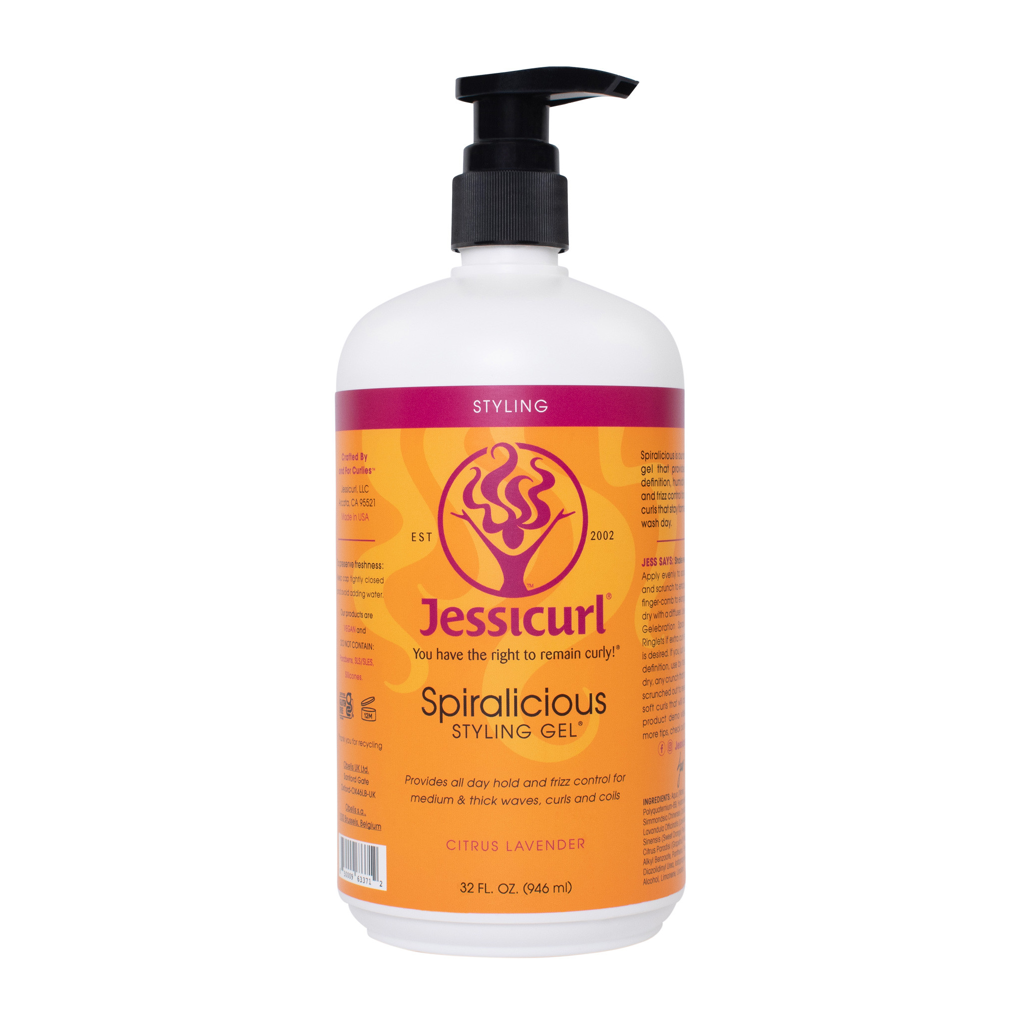 Jessicurl Spiralicious Styling Gel, Citrus Lavender 32 fl oz. Provides All Day Hold and Frizz Con... | Walmart (US)