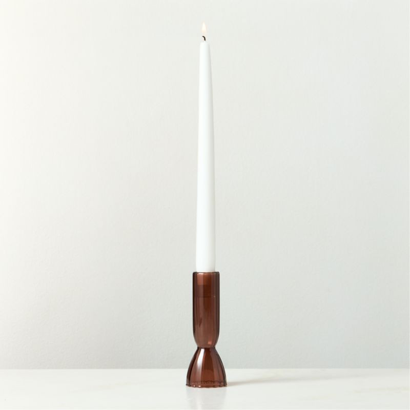 Melina Brown Glass Taper Candle Holder Large + Reviews | CB2 | CB2