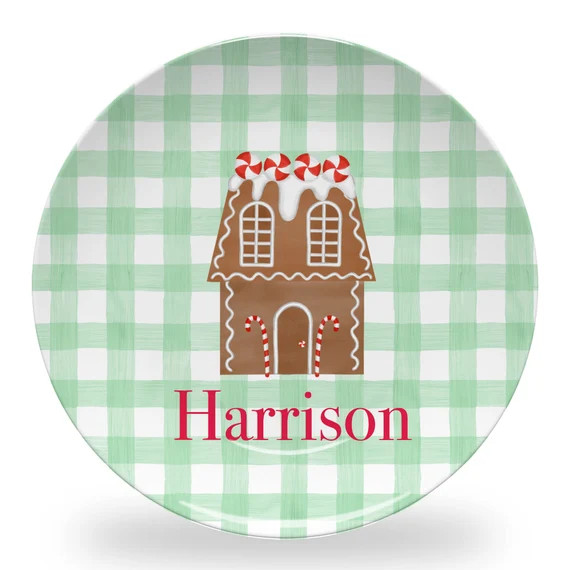 personalized kids plate, christmas gingerbread plate for boy, personalized christmas plate for ki... | Etsy (US)