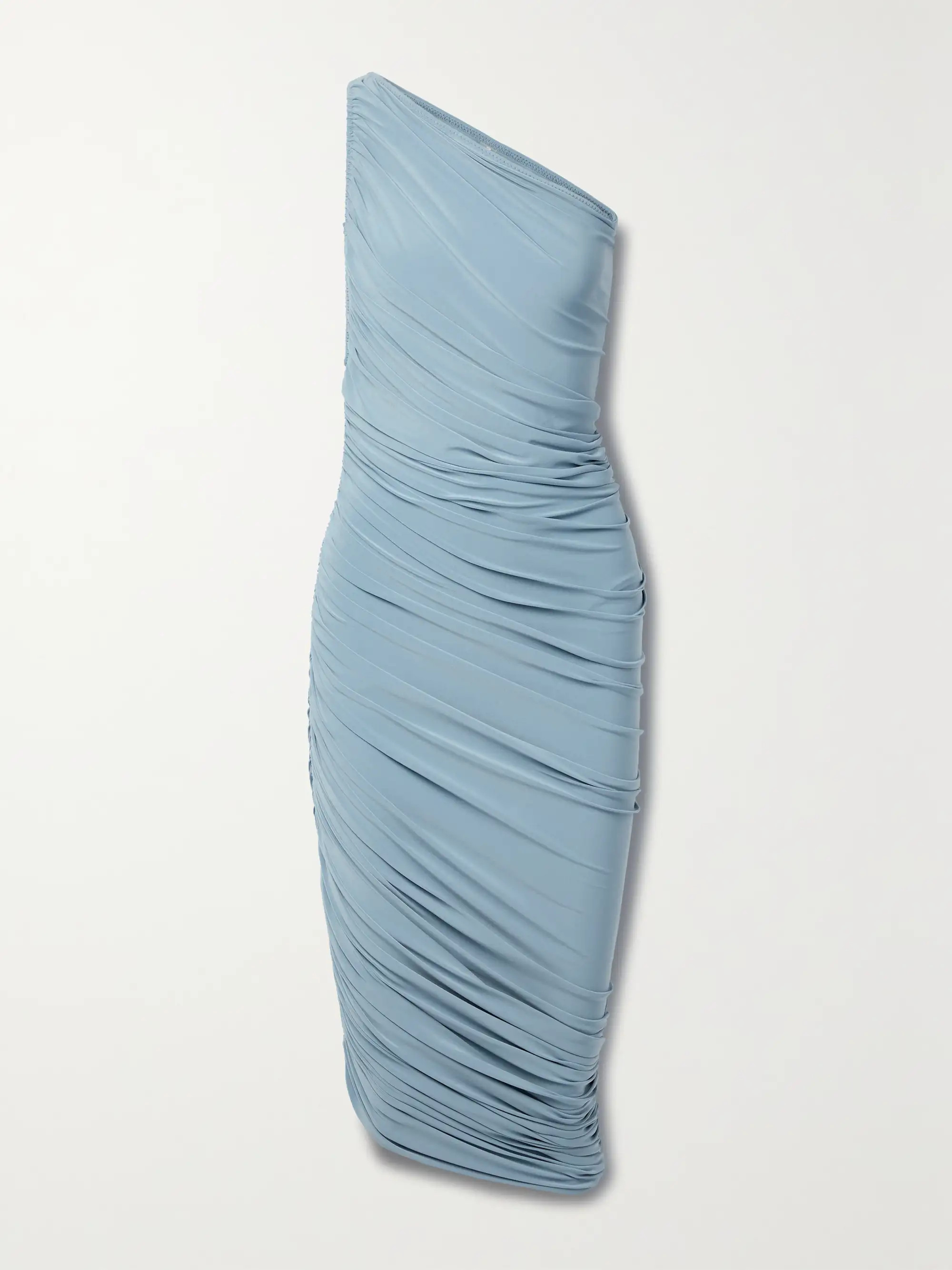 Diana one-shoulder ruched stretch-jersey midi dress | NET-A-PORTER (US)