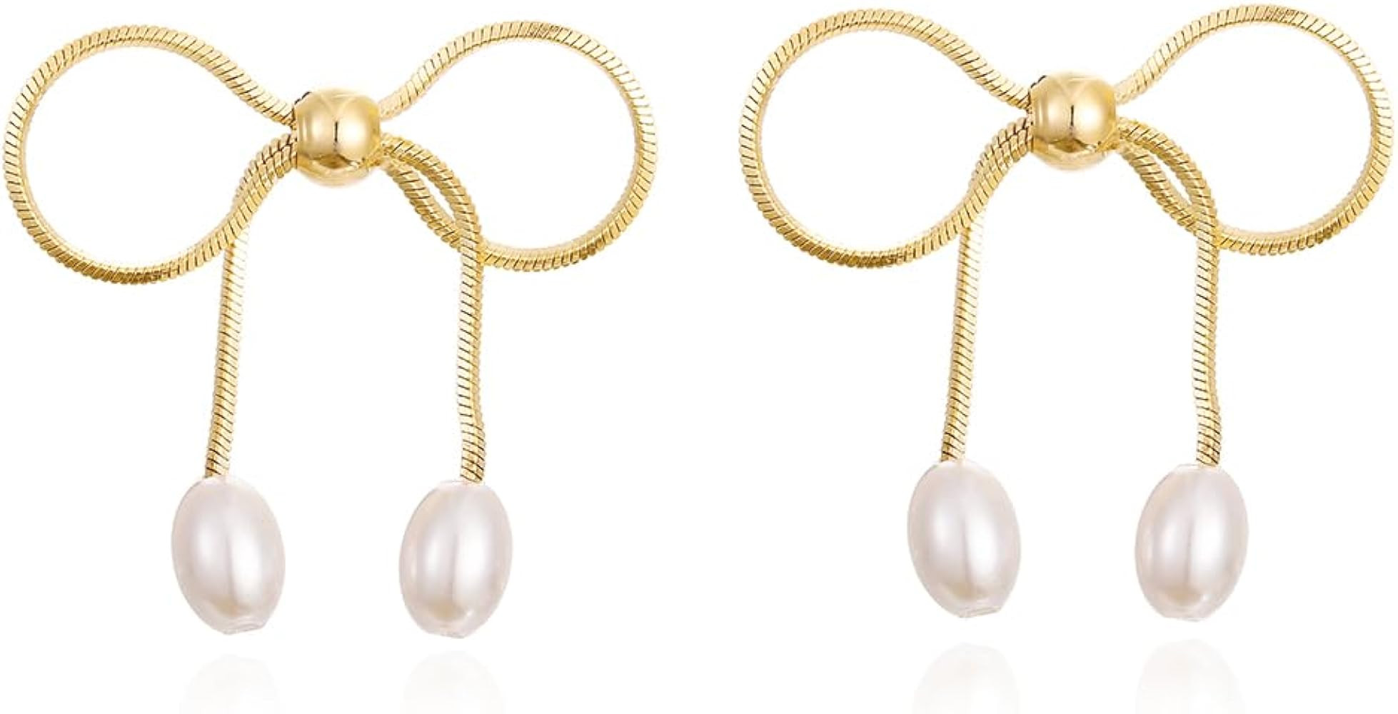 Gold Bow Knot Stud Earrings for Women Pearl Earrings Small Tiny Simple Bow Earrings Jewelry | Amazon (US)
