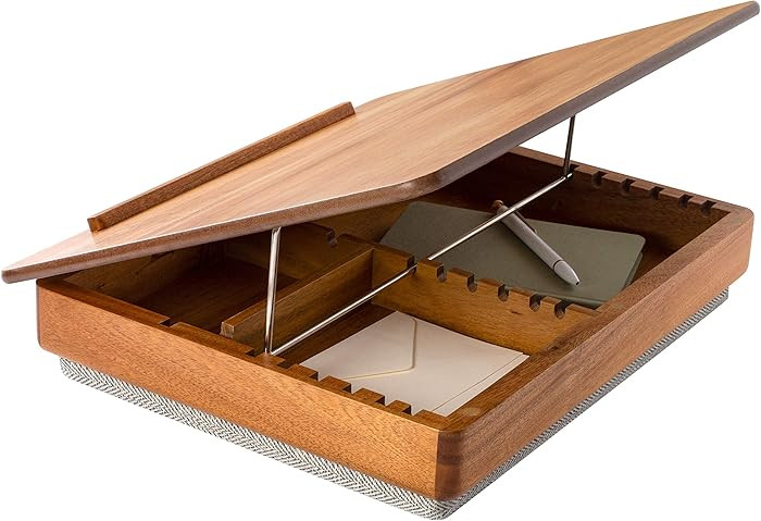 ROSSIE Home Acacia Wood Easel Lap Desk with Storage - Natural - Fits up to 17.3 Inch Laptops - St... | Amazon (US)