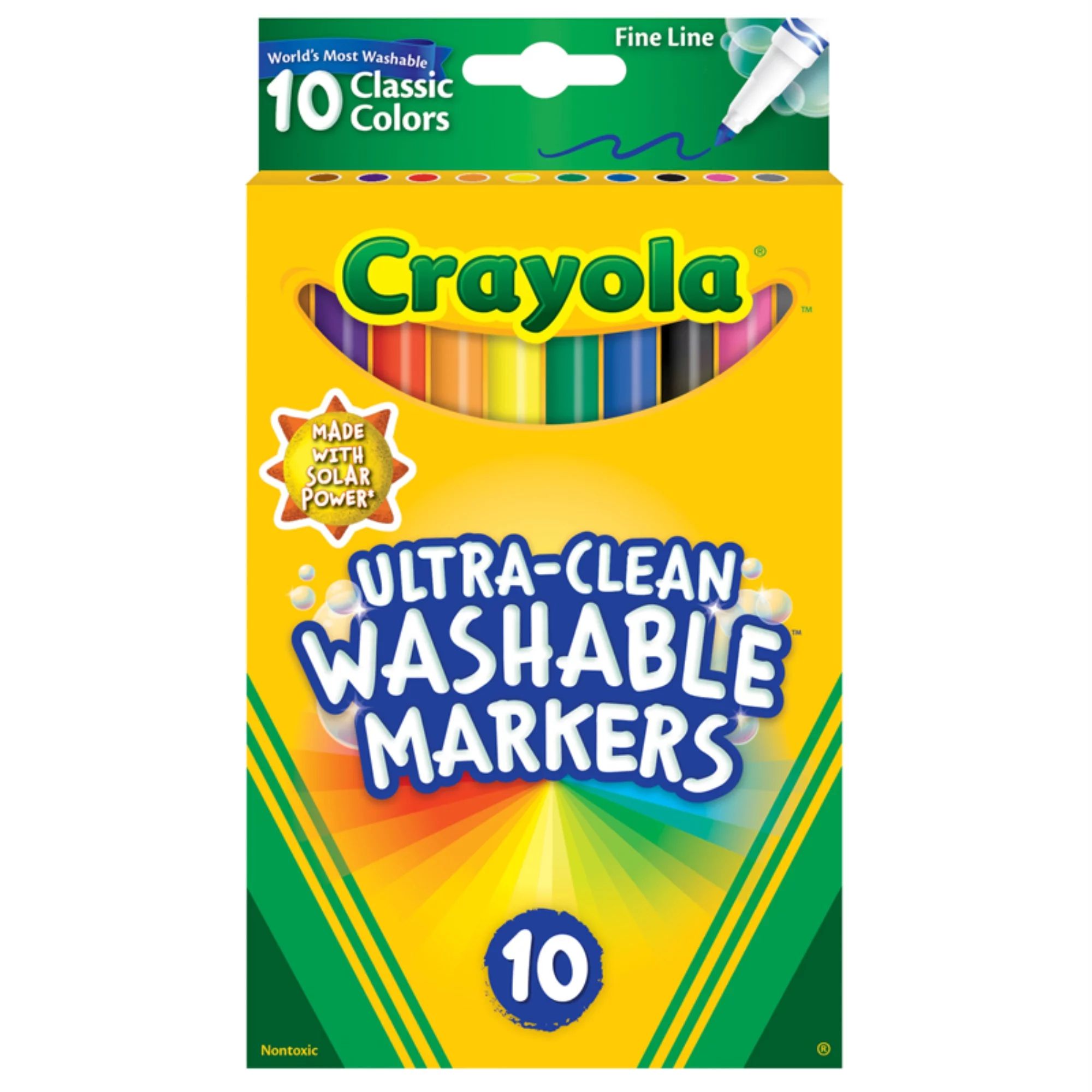 Crayola Ultra Clean Classic Fine Line Washable Marker, 10 Count, Child - Walmart.com | Walmart (US)