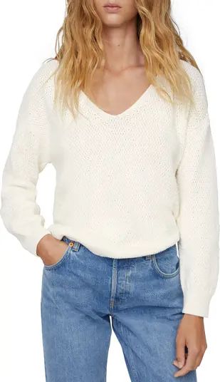 MANGO V-Neck Cotton Blend Sweater | Nordstrom | Nordstrom