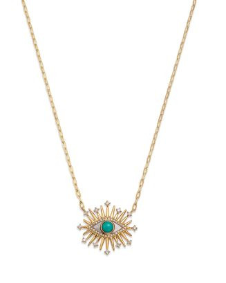 Bloomingdale's Fine Collection Mother of Pearl, Turquoise & Diamond Evil Eye Pendant Necklace in ... | Bloomingdale's (US)