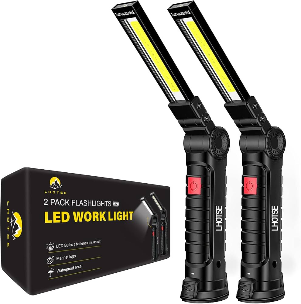 Rechargeable Work Lights, LED Work Light with Magnetic Base & Hanging Hook, 360°Rotate 5 Modes M... | Amazon (US)