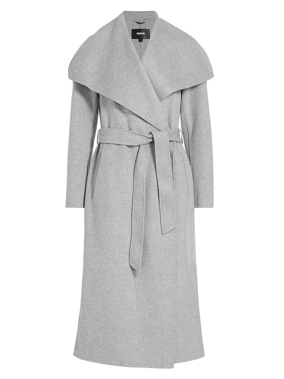 Women's Belted Light Wool Coat - Grey Melange - Size Large | Saks Fifth Avenue