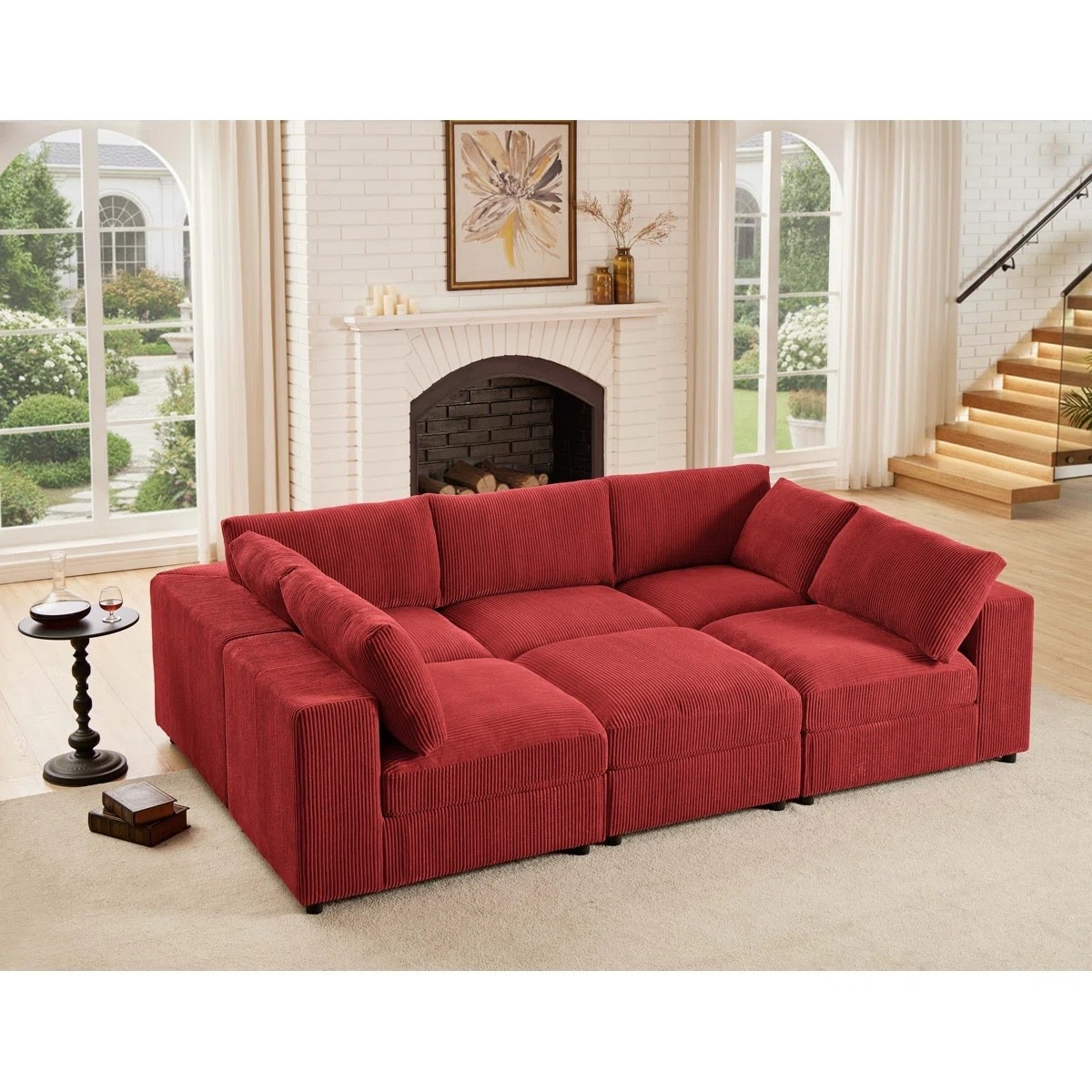 Arregui 108.5" Wide Symmetrical Modular Corner Sectional with Ottoman