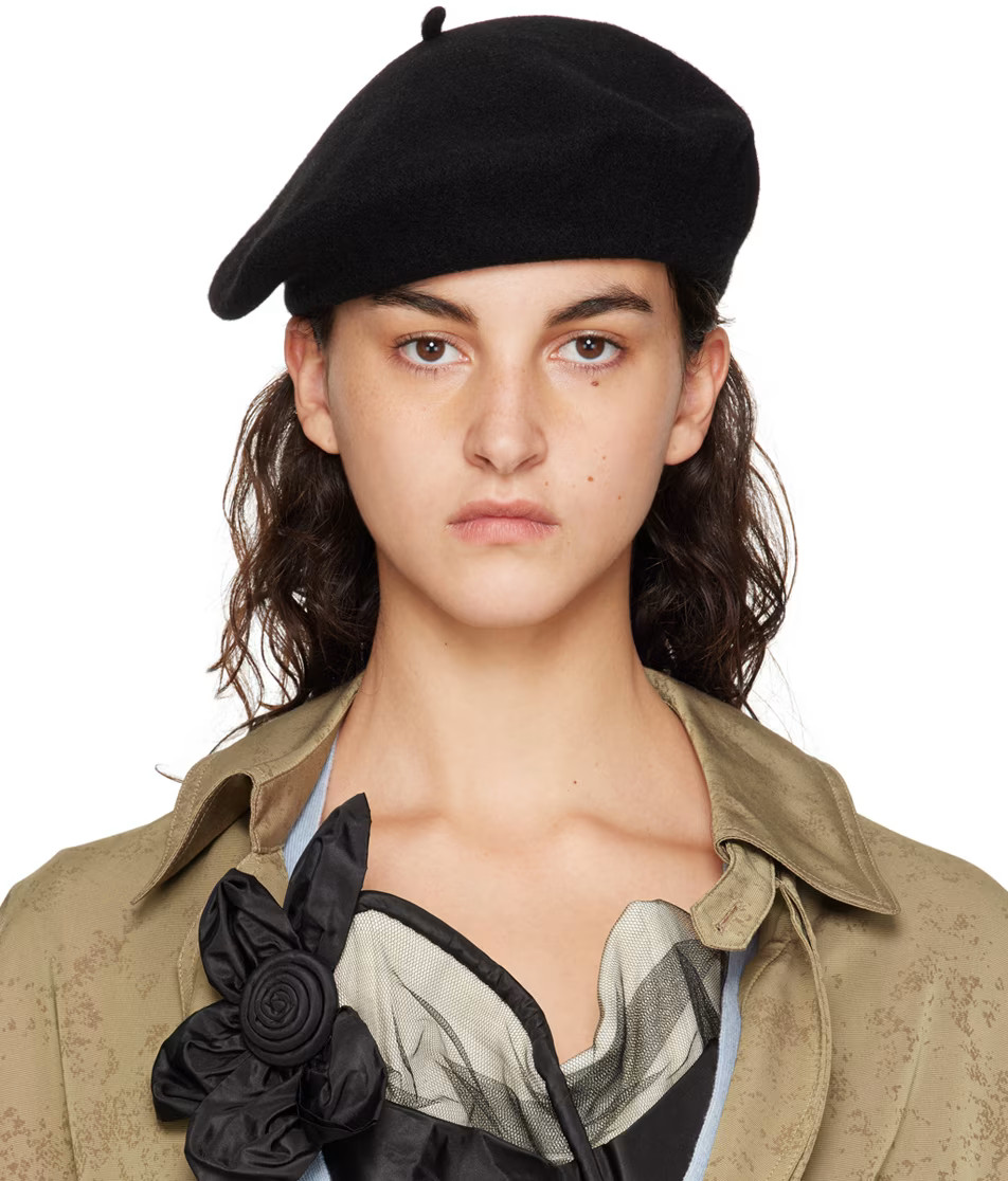 Maison Margiela - Black Heavy Wool Beret | SSENSE
