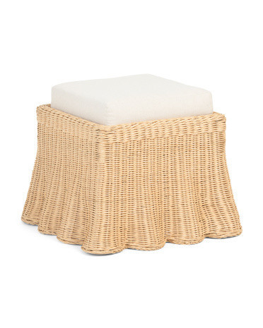 21x15x21 Scalloped Square Ottoman | Polyester | Marshalls