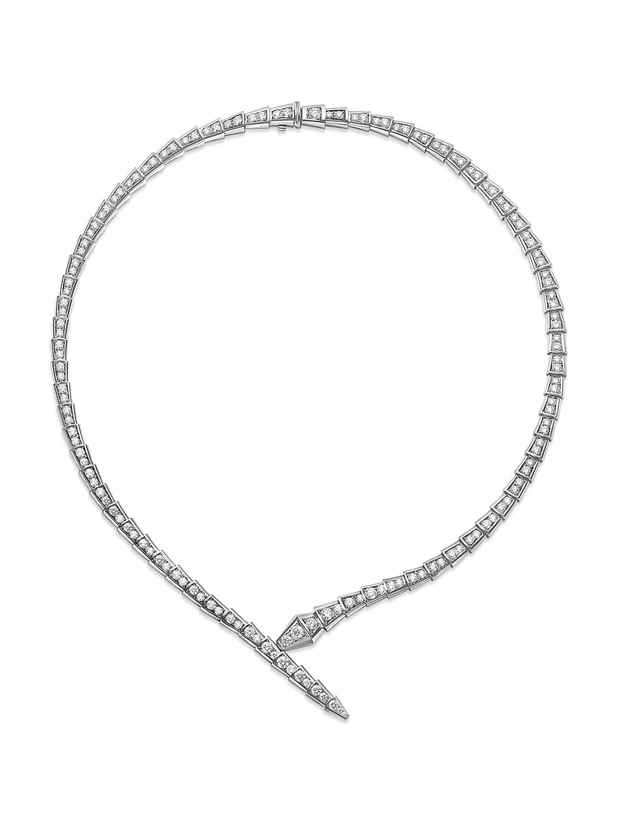 Women's Serpenti Viper 18K White Gold & Diamond Necklace - White Gold - Size Small | Saks Fifth Avenue