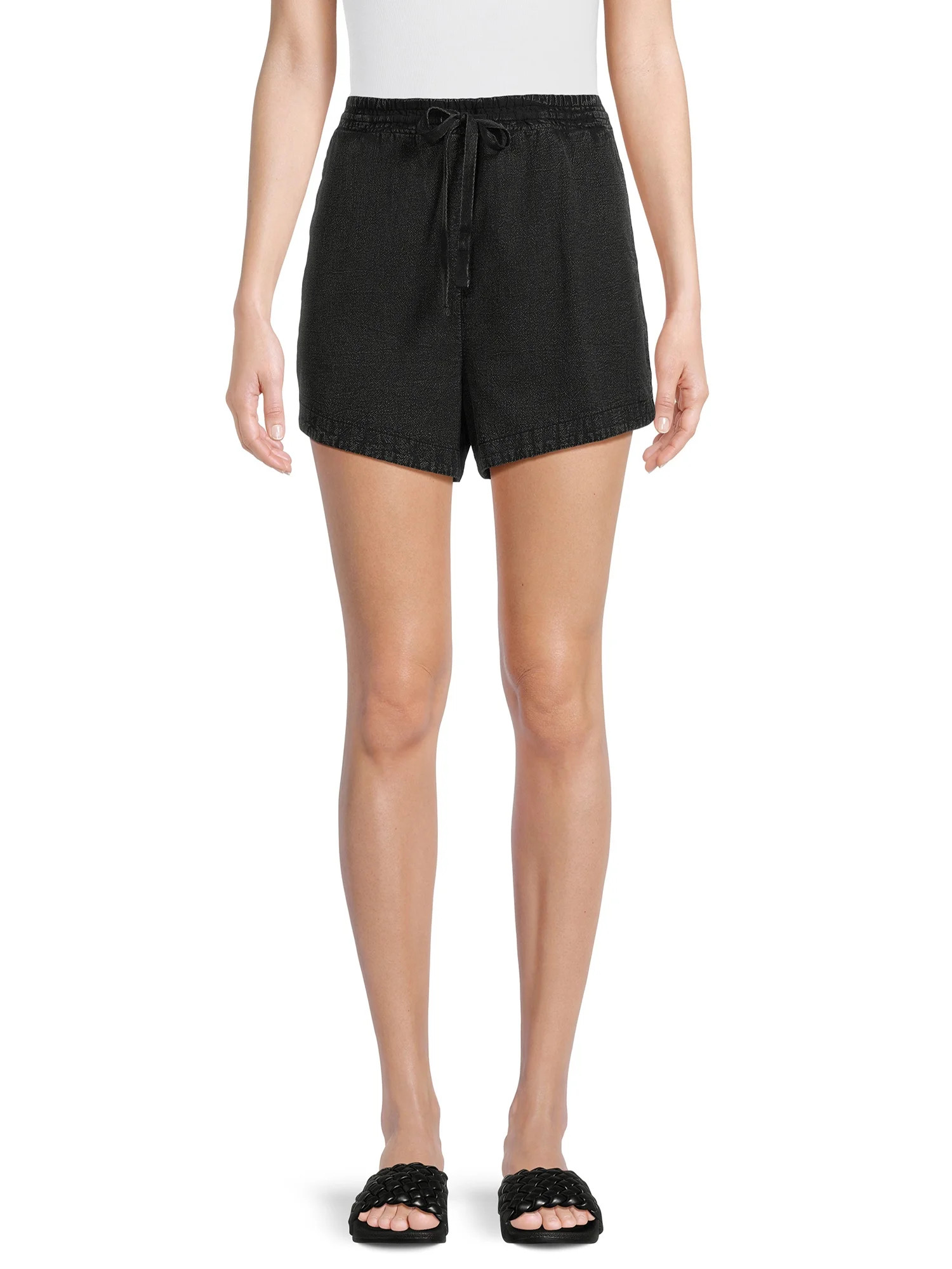 Time and Tru Women's Garment Dye Pull On Shorts, 3.5" Inseam, Sizes XS-3XL | Walmart (US)