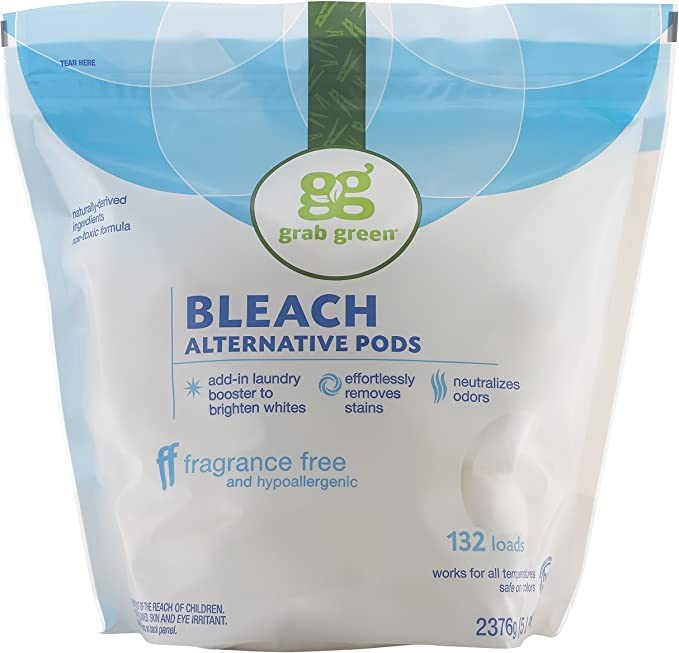 Grab Green Bleach Alternative Pods, 132 Count, Chlorine Free, Fragrance Free, Plant and Mineral B... | Amazon (US)