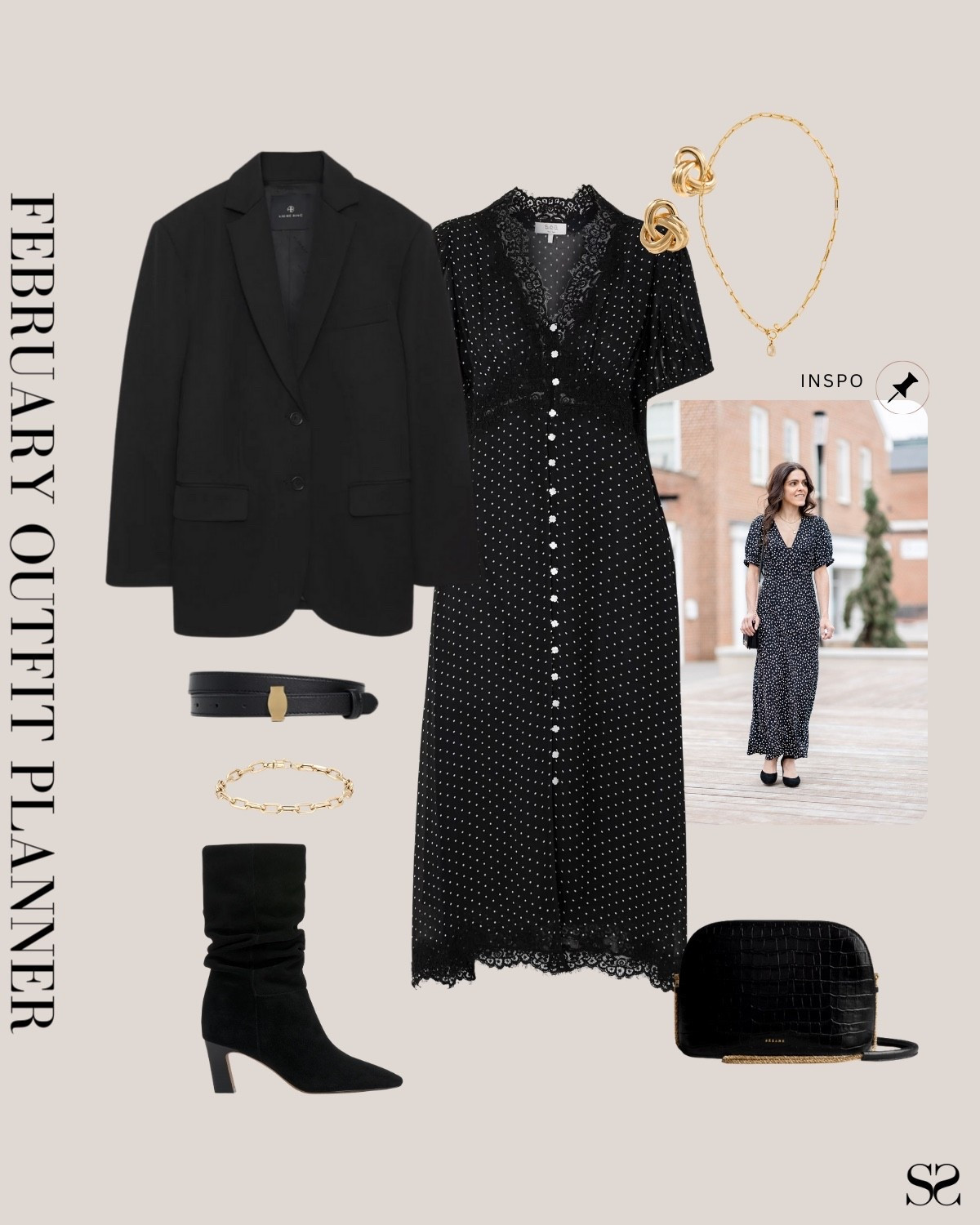 Monthly outfit planner FEBRUARY: Winter outfits | polka dot heart dress, black blazer, belt, scrunch boot, shoulder handbag

#classicstyle #LTKstyletip #winteroutfit #casualchic #transitionaloufit #valentinesday

#LTKgrwm #LTKootd #LTKValentine