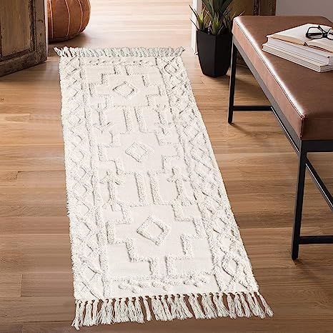 Uphome Hallway Runner Rug 2' x 5' Boho Tufted Accent Throw Rugs with Tassel Cotton Woven Washable... | Amazon (US)