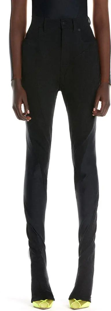 MUGLER High Waist Colorblock Bonded Jersey & Denim Skinny Jeans | Nordstrom | Nordstrom