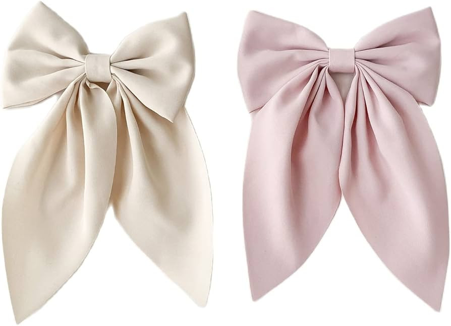 PLINUBLA 2Pcs Solid Big Ponytail Bow Alligator Hair Clips Duckbill Barrettes Hair Accessories for... | Amazon (US)