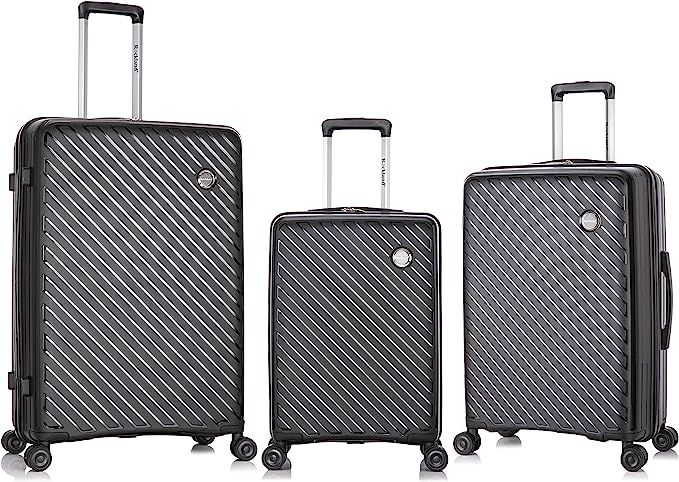 Rockland Prague Hardside Luggage with Spinner Wheels, Black, 3-Piece Set (20/24/28) | Amazon (US)