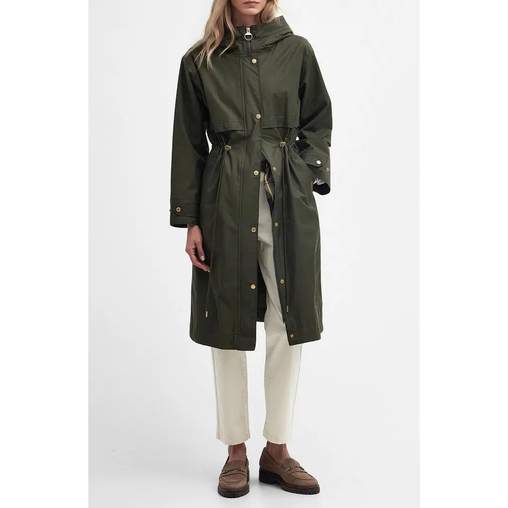 Barbour Lavender Waterproof Hooded Coat in Olive at Nordstrom, Size 4 Us | Nordstrom