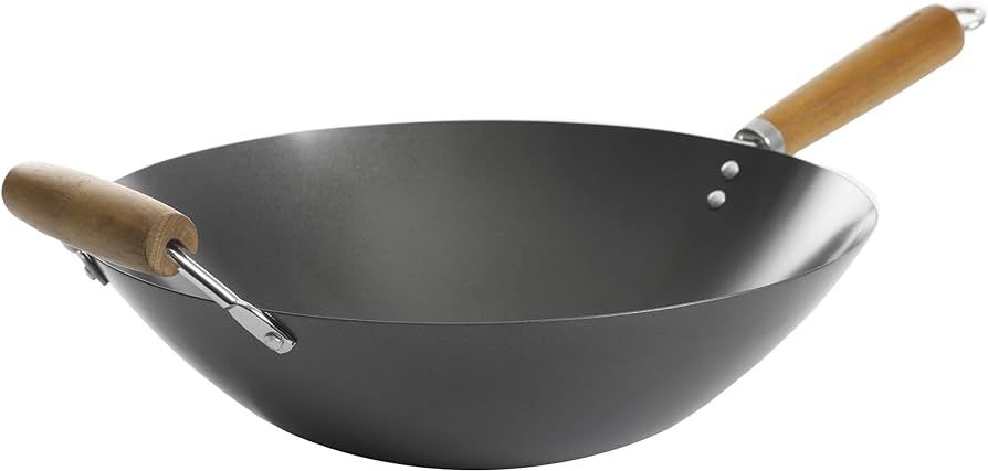 Kenmore Hammond Flat Bottom Carbon Steel Wok, 14-Inch, Black | Amazon (US)