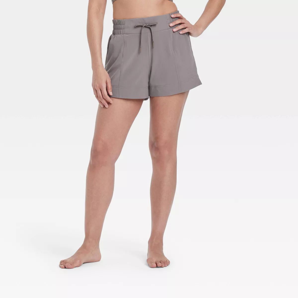 Women's Flex Woven Mid-Rise Shorts 4" - All In Motion™ Taupe L | Target