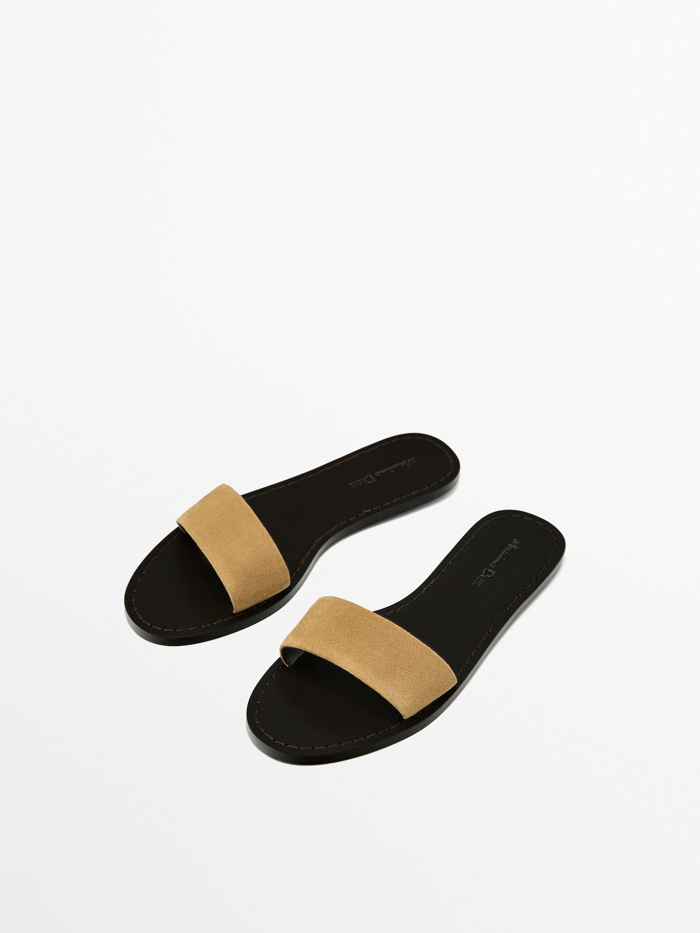 Slider sandals with split leather strap | Massimo Dutti US