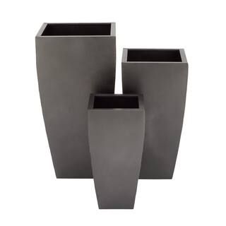 Litton Lane 30 in. x 15 in. Grey Metal Contemporary Planter (Set of 3) 53357 | The Home Depot