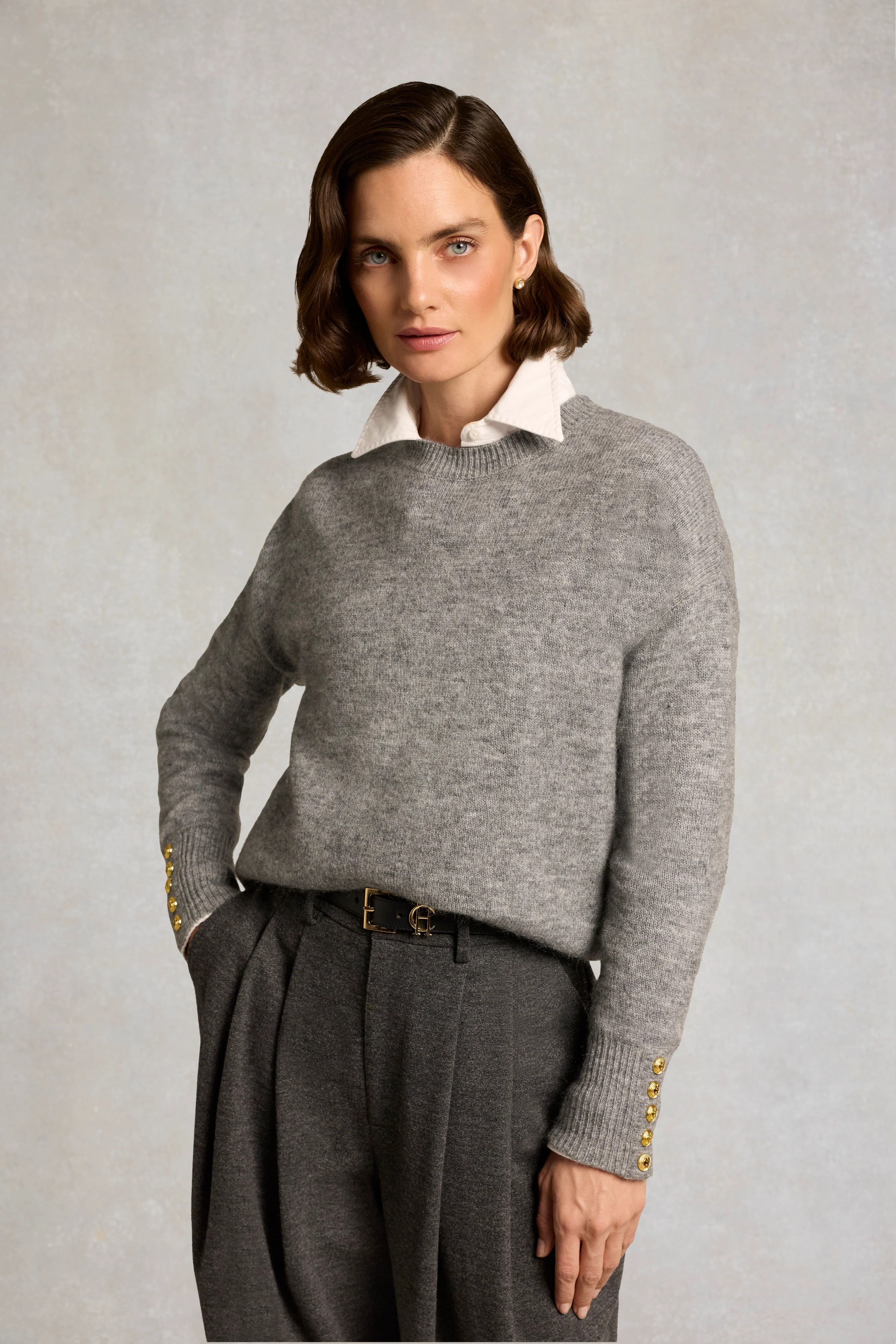 Tori Crew Neck Knit (Grey Marl) | Holland Cooper