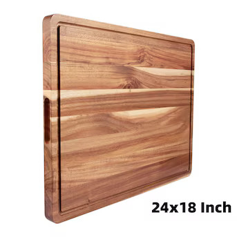 WhizMax 24x18 Extra Large Acacia Wood Cutting Board-1.2 Inch Thick Butcher Block Cutting Board with Deep Juice Groove-Chopping Board with Side Handles for Meat Vegetables and Fruit | Lowe's