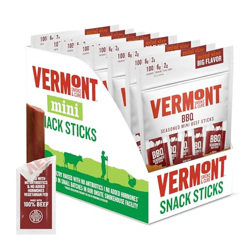 Vermont Smoke & Cure BBQ Beef Sticks - Healthy Protein Meat Snacks with BBQ Flavor - On the Go Healthier Snack for Adults & Kids - Portable Meat Snack- 3 oz, pack of 8 | Amazon (US)