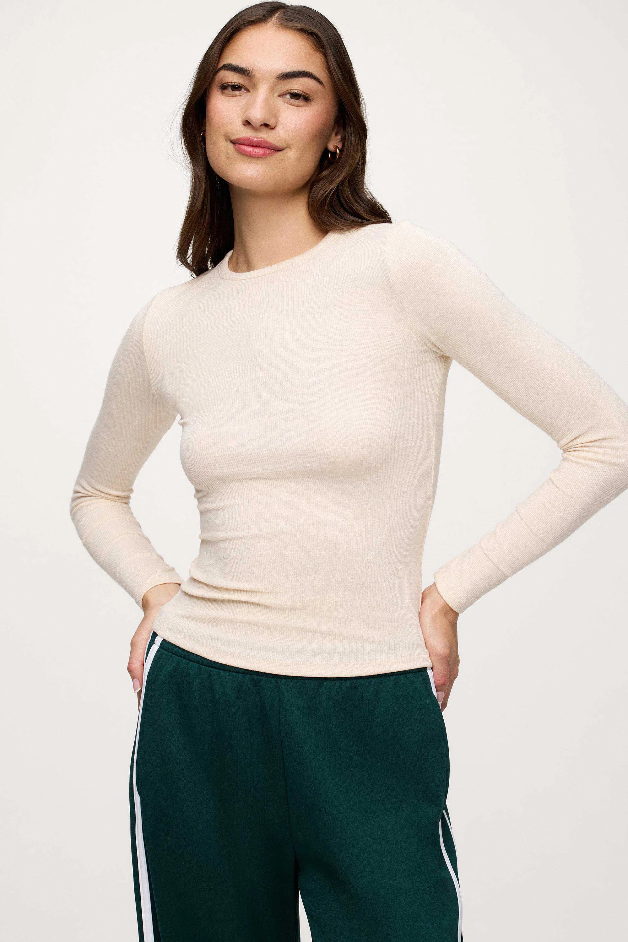 Slinky Rib Long Sleeve Shirt | Espresso | nuuds