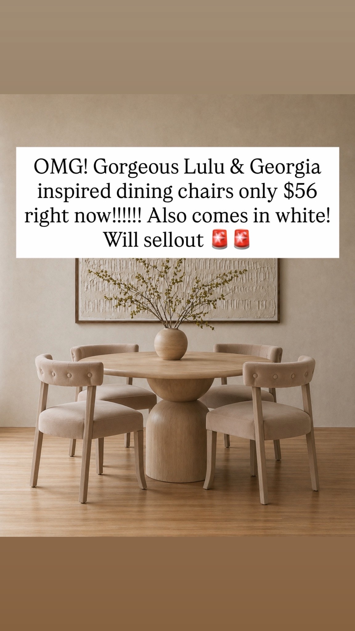 OMG! Gorgeous Lulu & Georgia inspired dining chairs only $56 right now!!!!!! Also comes in white! Will sellout 🚨🚨