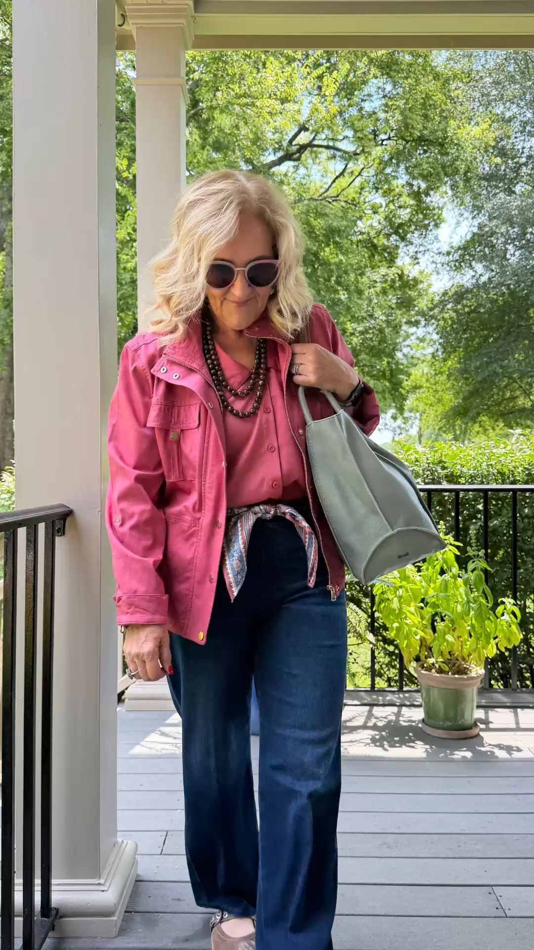 This pink utility jacket adds the perfect pop of color to dark wide-leg jeans. I love the relaxed layers and sage green tote for an easy, polished casual look that feels perfect for a summer day.

💡 LTK MADE EASY
❤️ Heart = Support my posts!
🔖 Save = Get sale & restock alerts
📋 Lists = Keep favorites organized
📲 Share = Send lists and products to a friend. Hello, Christmas List!
💬 Comment = Ask me anything about what I'm wearing.:-)

#LTKdayinmylife #LTKootd #LTKOver40