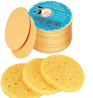 50-Count Compressed Facial Sponges, GAINWELL Cellulose Facial Sponges, 100% Natural Cosmetic Spa ... | Amazon (US)