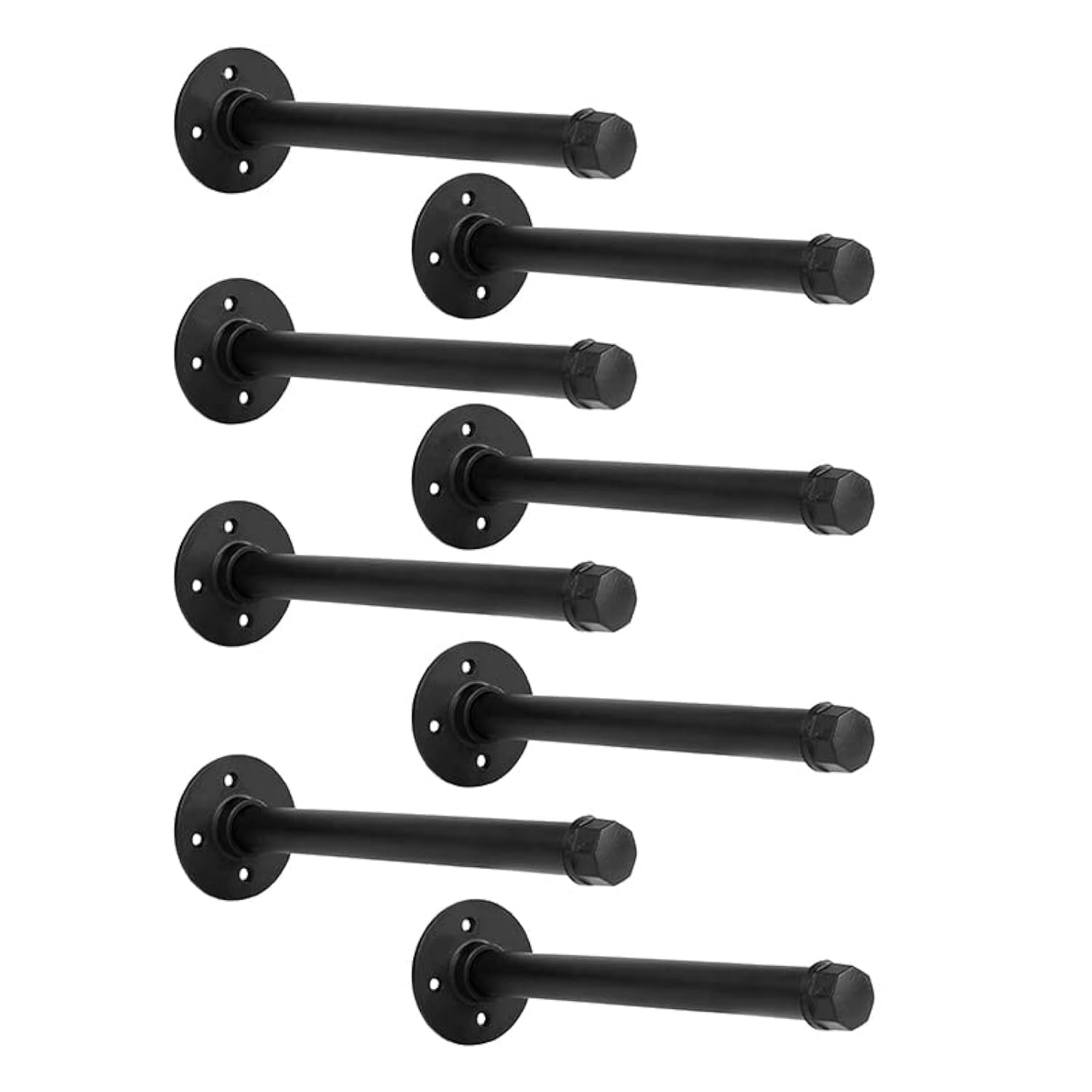 12 Inch Industrial Pipe Shelf Brackets Set of 8 - Black Iron Rustic Wall Mounted DIY Shelving Bra... | Amazon (US)